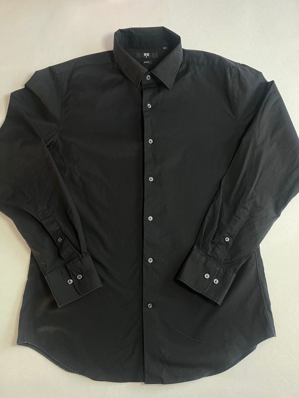 Uniqlo Men’s Medium Black Slim Fit Stretch Cotton Dress Shirt